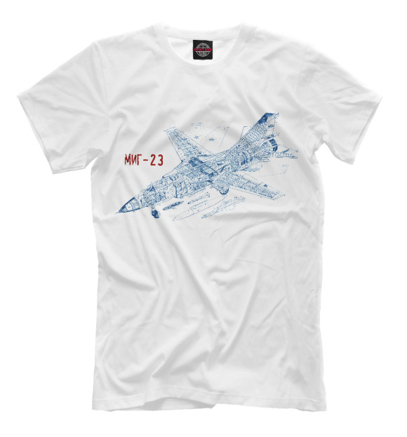 Мужская футболка с изображением Миг-23 цвета Молочно-белый
