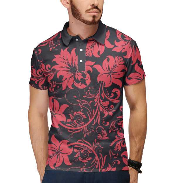 Мужское поло с изображением Узор цвета Белый