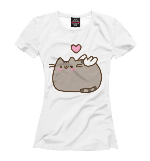 Женская футболка с изображением love pusheen цвета Белый