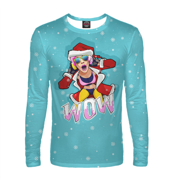 Мужской лонгслив с изображением Снегурочка в тренде WOW цвета Белый