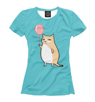 Женская футболка Котик с шариком