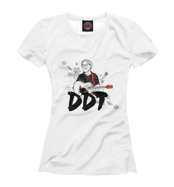 Женская футболка с изображением ДДТ цвета Белый