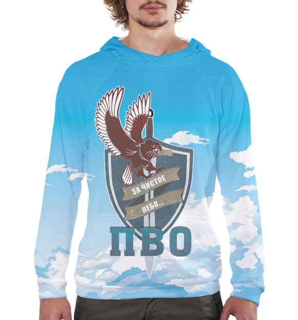 Мужское худи с изображением ПВО цвета Белый