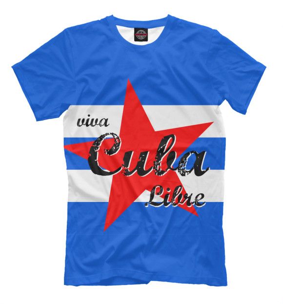 Мужская футболка с изображением Куба цвета Грязно-голубой