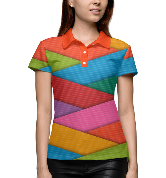 Женское поло с изображением Веселые полосочки цвета Белый