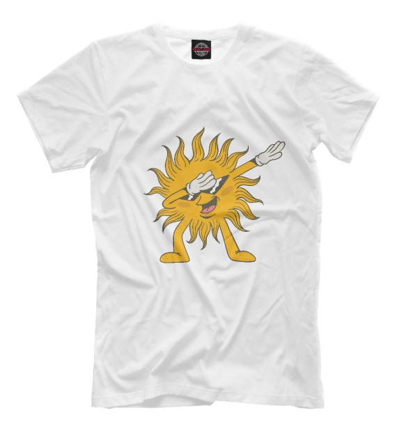 Мужская футболка с изображением Dabbing sun цвета Белый