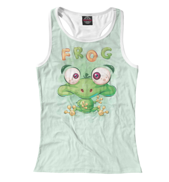 Женская майка-борцовка с изображением Лягушка цвета Белый