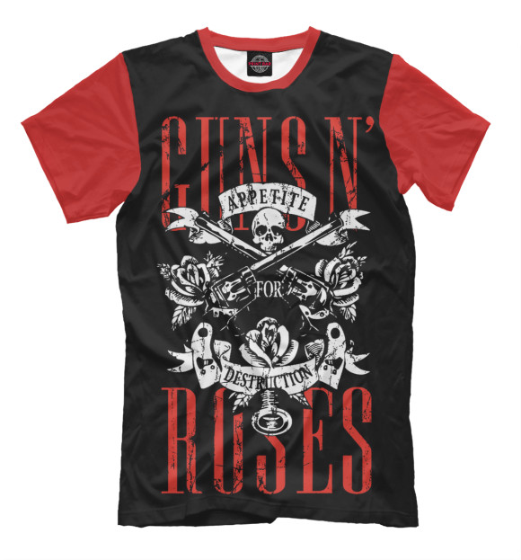 Мужская футболка с изображением Guns N' Roses цвета Черный