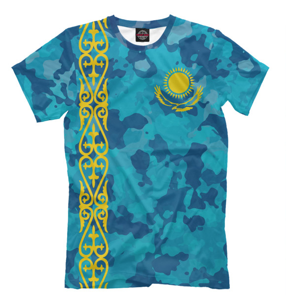 Мужская футболка с изображением Казахстан цвета Р‘РµР»С‹Р№