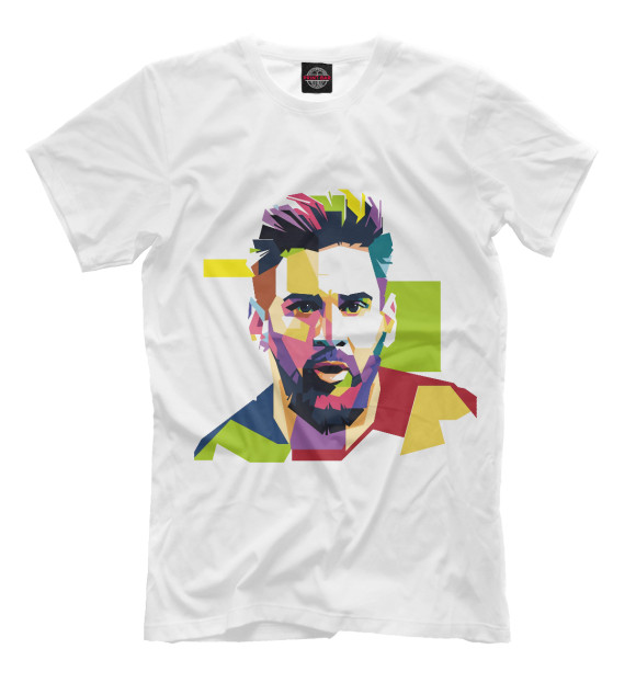 Мужская футболка с изображением Лионель Месси цвета Молочно-белый