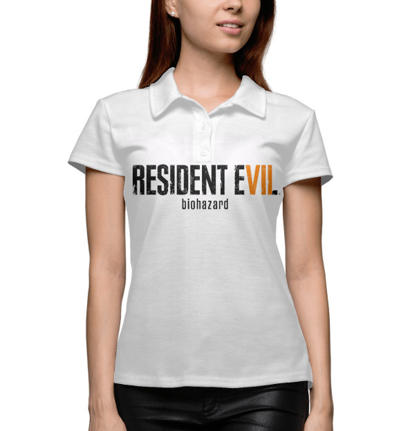 Женское поло с изображением RESIDENT EVIL цвета Белый