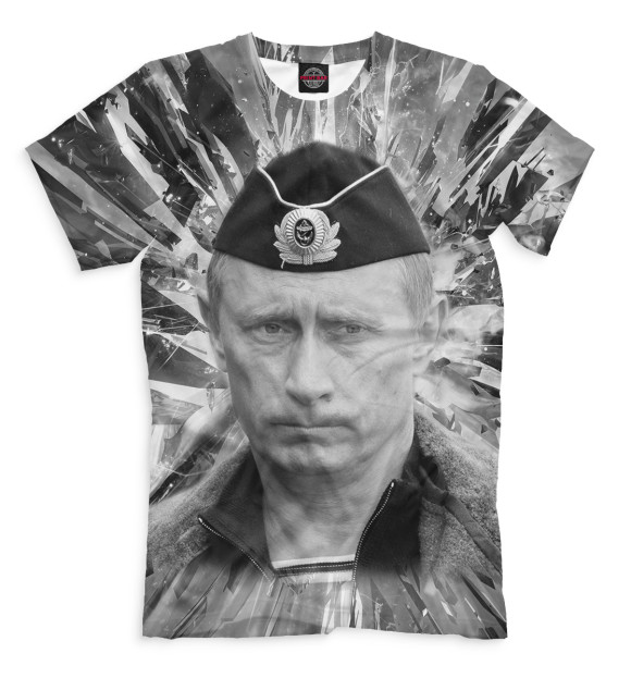Мужская футболка с изображением Путин цвета Серый