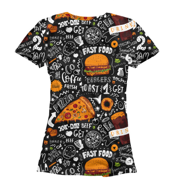 Женская футболка с изображением Fast food цвета Белый
