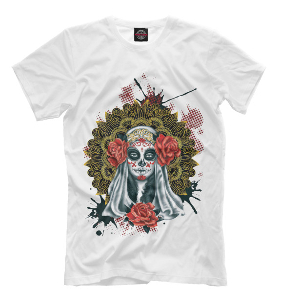 Футболка для мальчиков с изображением Santa Muerte цвета Белый