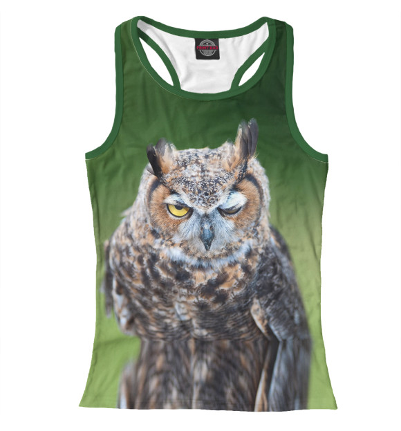 Женская майка-борцовка с изображением Сова цвета Белый