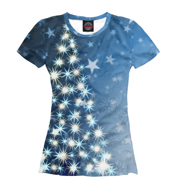 Женская футболка с изображением Звёздная Ёлка цвета Белый