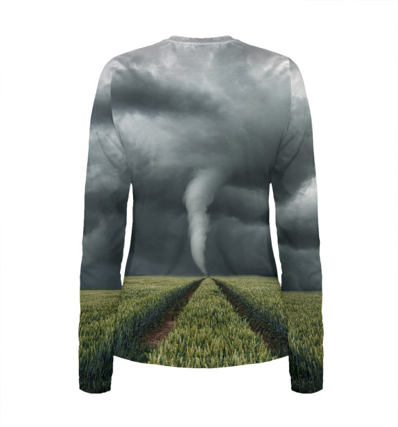 Женский лонгслив с изображением Ураган в поле цвета Белый