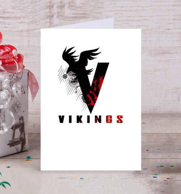 Открытка с изображением Vikings цвета Белый