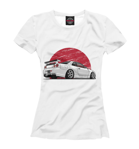 Женская футболка с изображением Nissan Skyline цвета Белый