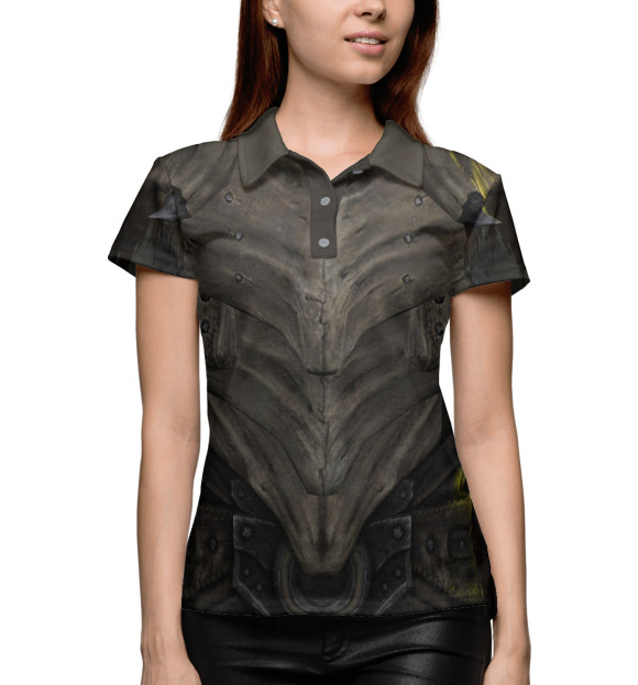 Женское поло с притом DragonBone Armor цвета Белый Женское поло с изображением DragonBone Armor цвета Белый