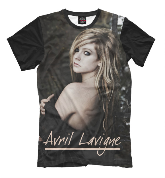 Мужская футболка с изображением Avril Lavigne in Black цвета Молочно-белый