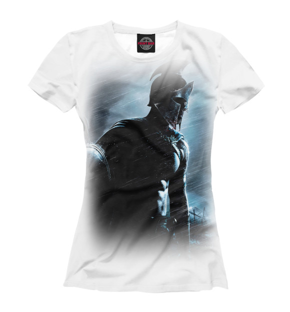 Женская футболка с изображением Воин цвета Белый