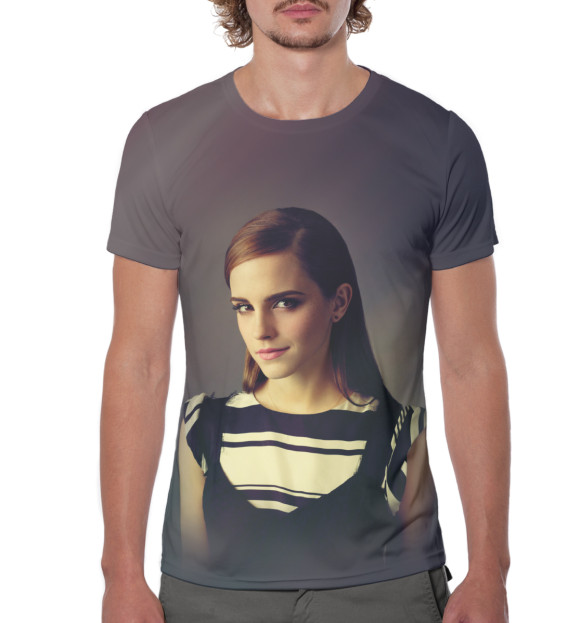 Мужская футболка с изображением Эмма Уотсон цвета Белый