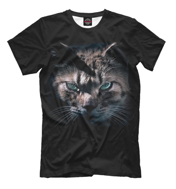 Мужская футболка с изображением Котик цвета Черный