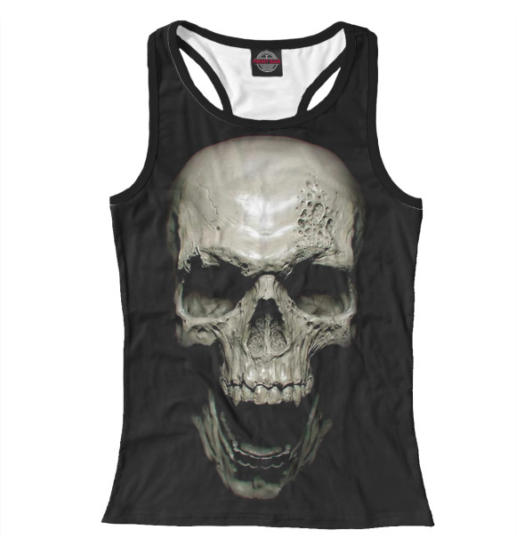 Женская майка-борцовка с изображением Череп цвета Белый