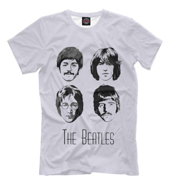 Мужская футболка с притом The Beatles цвета Молочно-белый Мужская футболка с изображением The Beatles цвета Молочно-белый