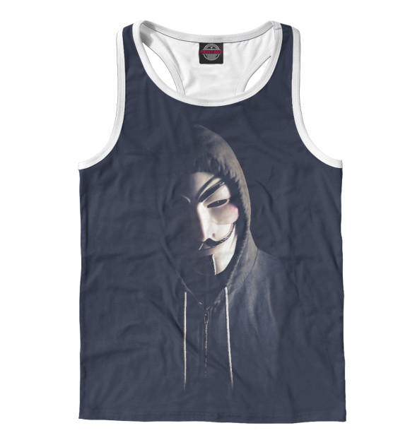 Мужская майка-борцовка с изображением Anonymous цвета Белый