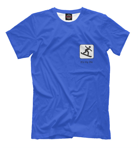 Мужская футболка с изображением Сноуборд цвета Грязно-голубой