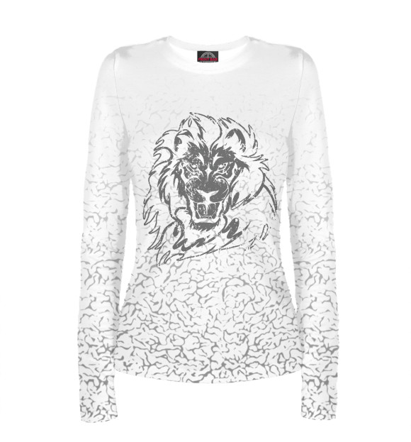 Женский лонгслив с изображением Soul of a lion black цвета Белый