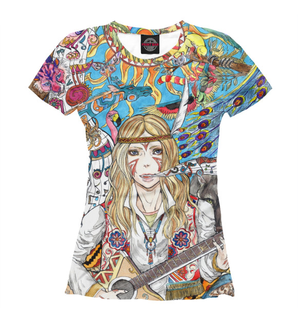 Женская футболка с изображением Гитаристка цвета Белый