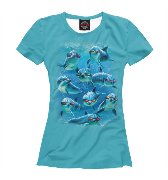 Женская футболка с изображением Дельфины цвета Белый