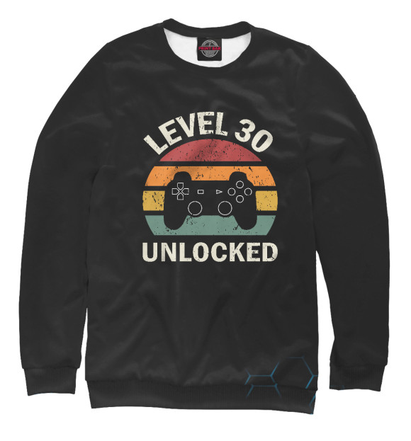Женский свитшот с изображением Level 30 Unlocked цвета Белый