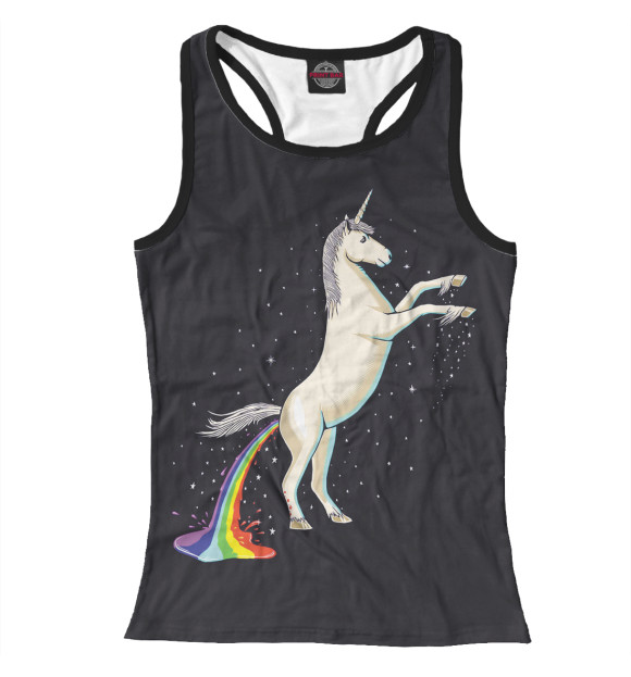 Женская майка-борцовка с изображением Единорог и радуга цвета Белый