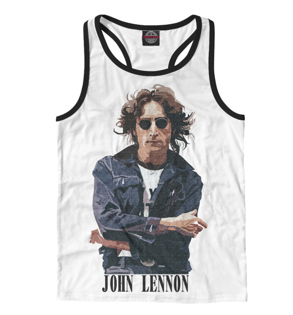 Мужская майка-борцовка с изображением Джон Леннон цвета Белый