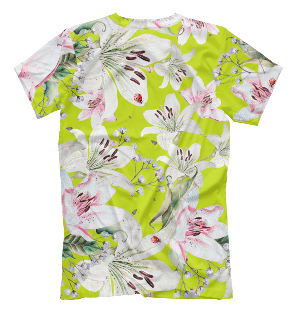 Мужская футболка с изображением Сад лилий цвета Белый