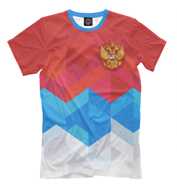Футболка для мальчиков с изображением Герб России и Триколор цвета Молочно-белый