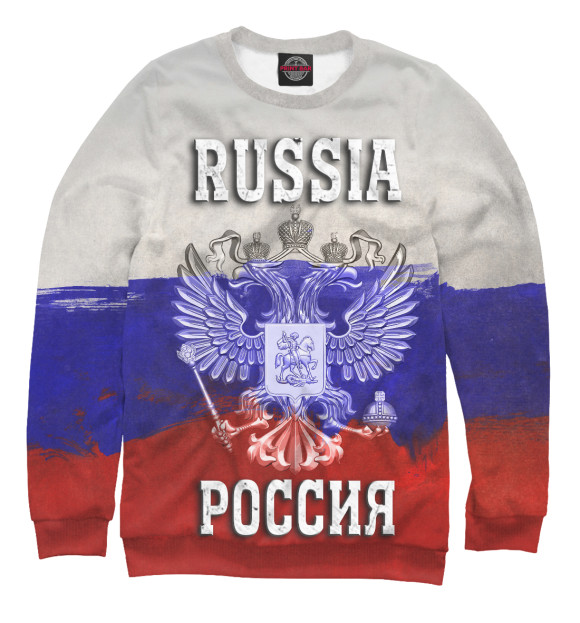 Мужской свитшот с изображением Россия цвета Белый