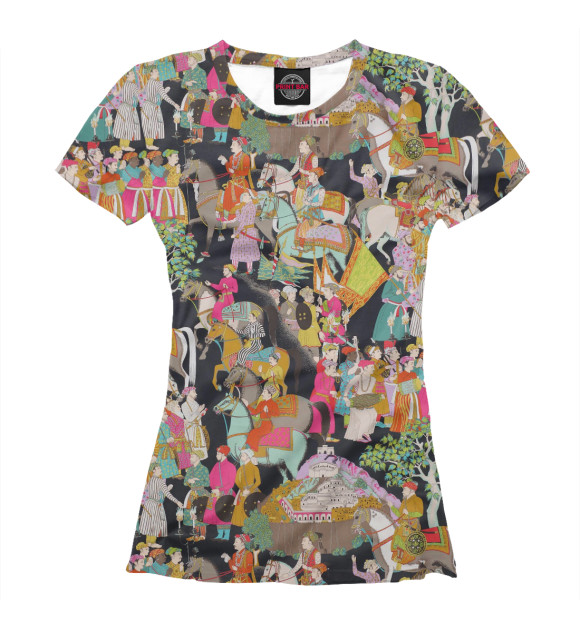 Футболка для девочек с изображением Кони и люди цвета Белый