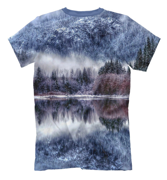 Мужская футболка с изображением Горное озеро цвета Белый