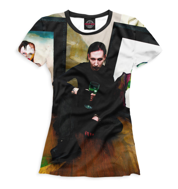 Женская футболка с изображением Mаrilyn Manson цвета Белый