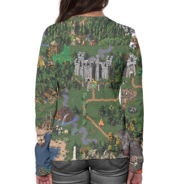 Женский свитшот с изображением Герои Меча и Магии цвета Белый