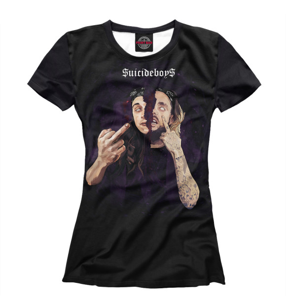 Женская футболка с изображением Suicideboys цвета Белый