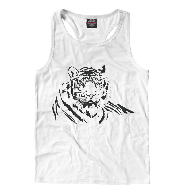 Мужская майка-борцовка с изображением Tiger цвета Белый