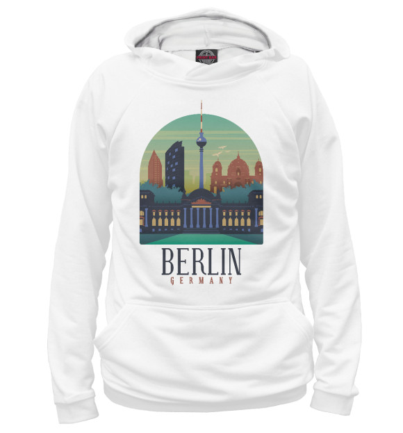 Женское худи с изображением Berlin цвета Белый