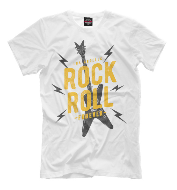 Мужская футболка с изображением Rock'n'roll цвета Белый