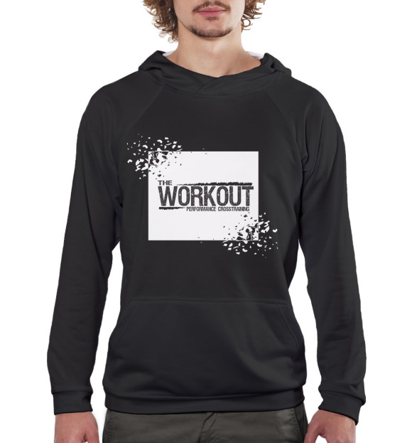 Мужское худи с изображением Воркаут цвета Белый